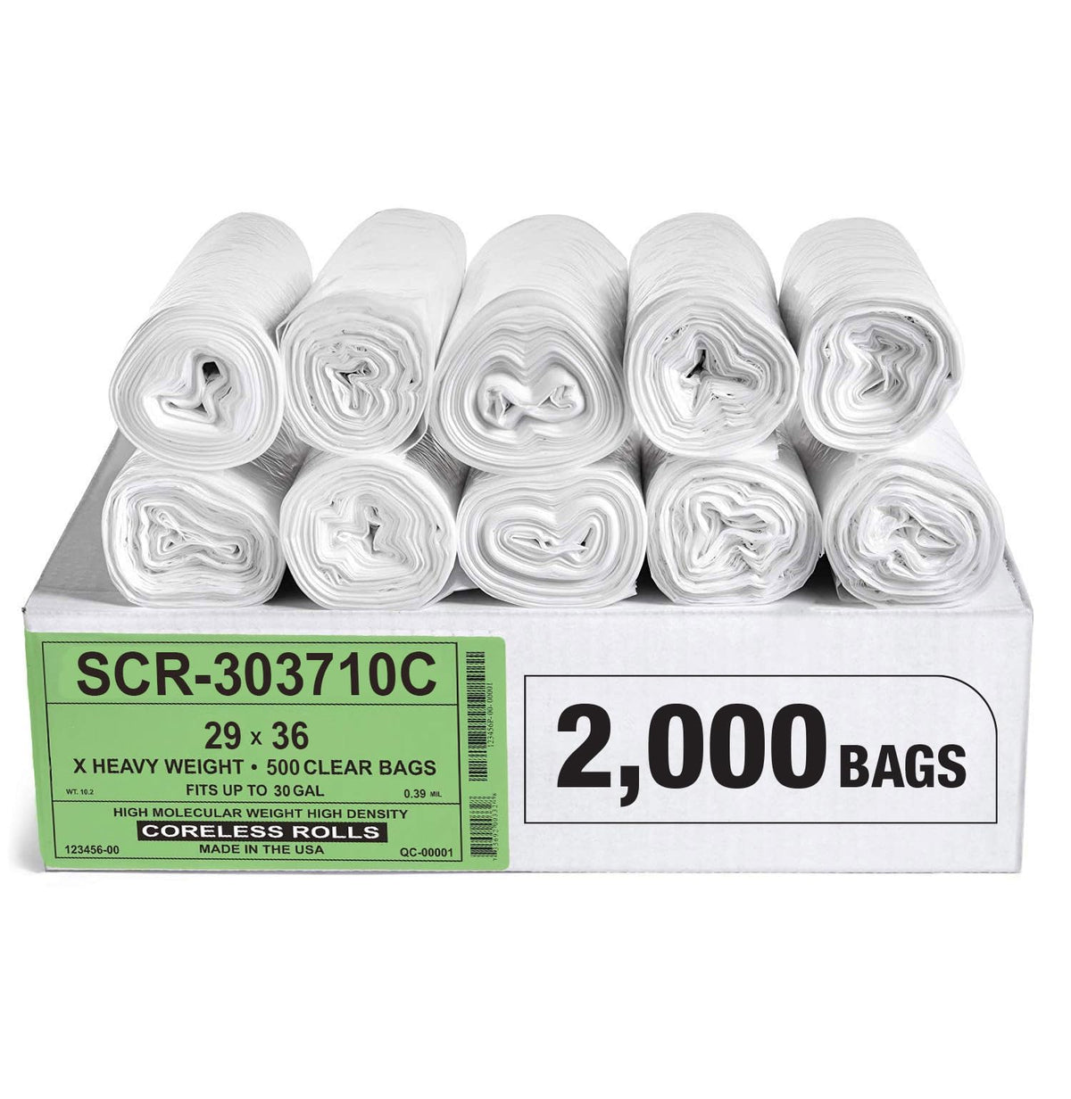 Aluf Plastics High-Density Trash Bags, Coreless Roll