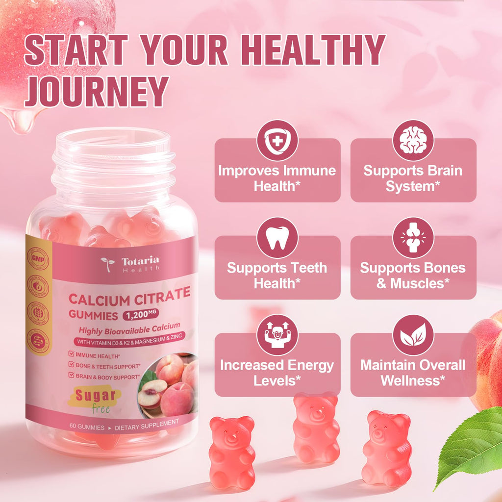 Calcium Citrate Gummies with D3 & K2 for Women | Bone Health

