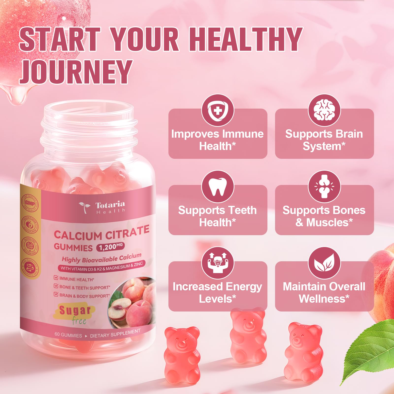 Calcium Citrate Gummies with D3 & K2 for Women | Bone Health

