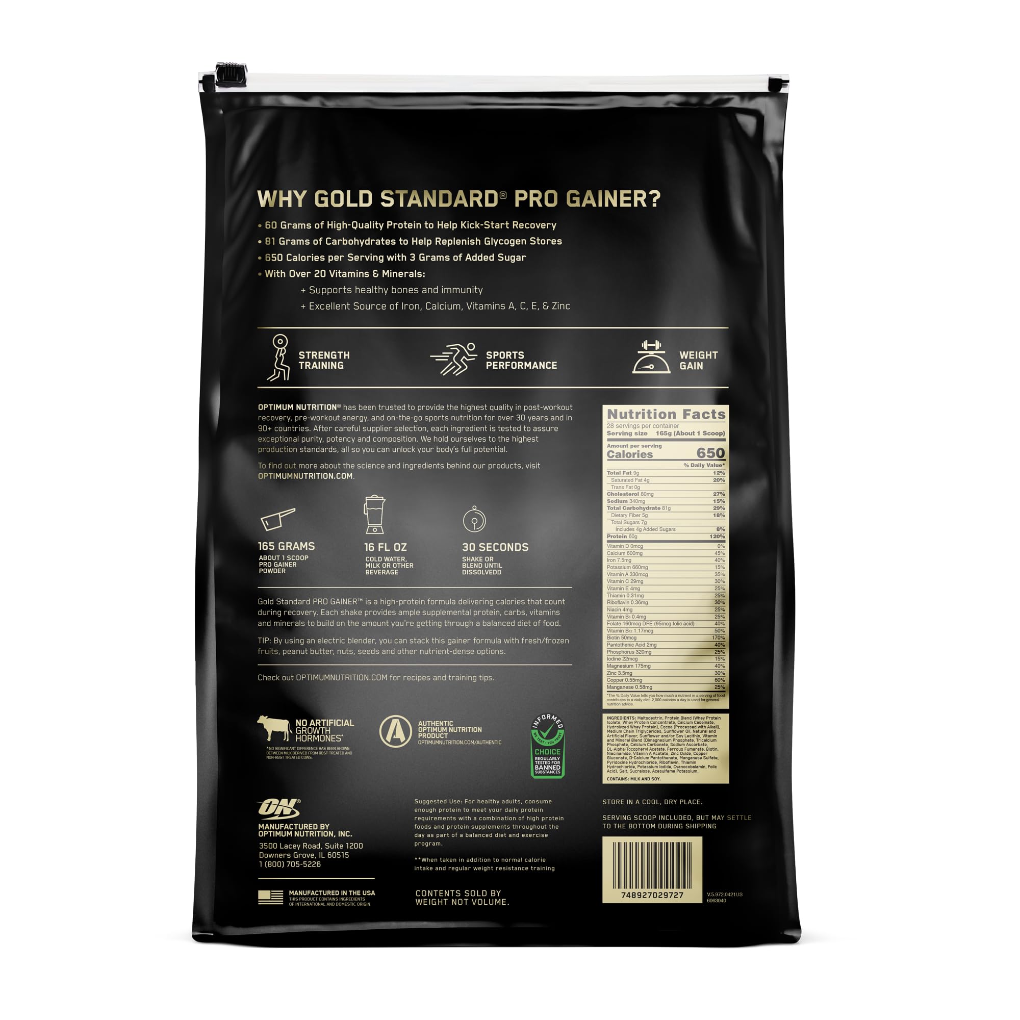 Optimum Nutrition Gold Standard Pro Gainer Protein Powder

