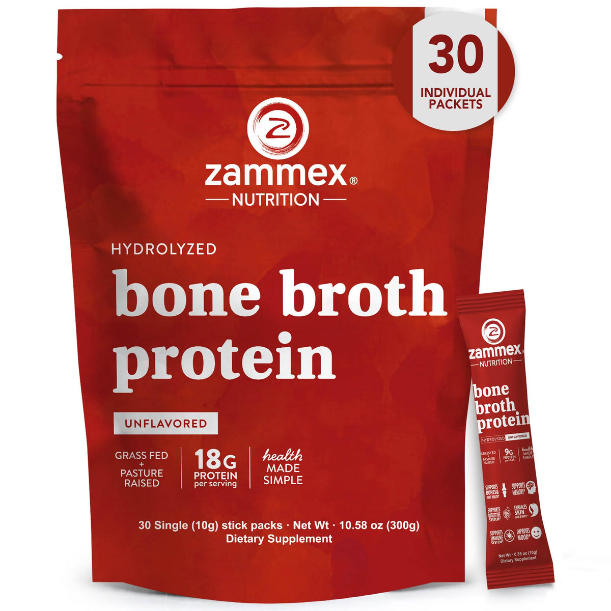 Zammex Grass-Fed Beef Bone Broth Protein Powder