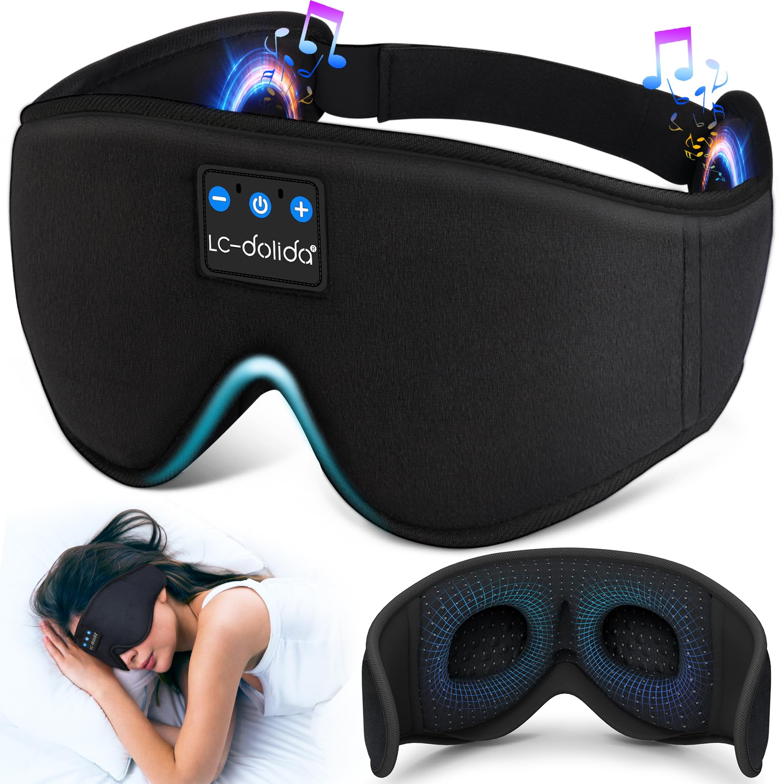 LC-dolida Sleep Headphones Eye Mask with Bluetooth Audio

