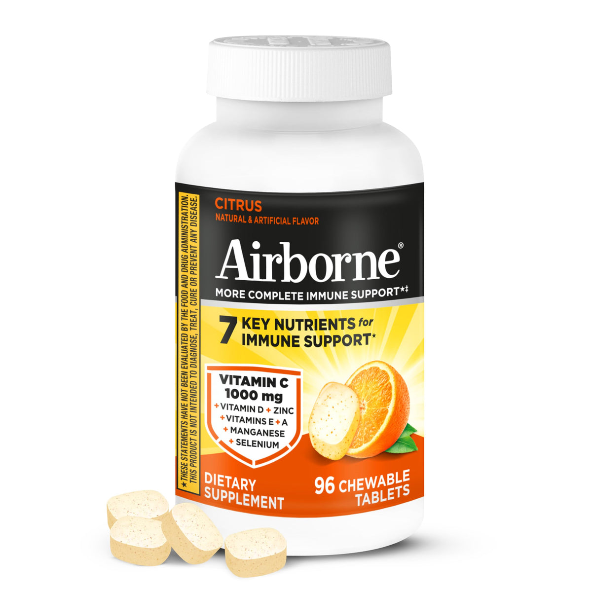 Airborne Immune Support Chewable Tablets Vitamin C 1000 mg