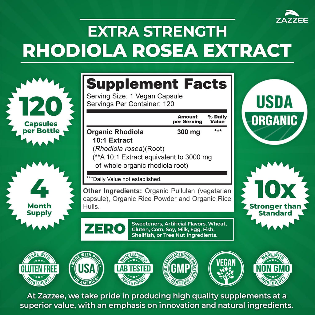 Rhodiola Extract Capsules | Zazzee Naturals

