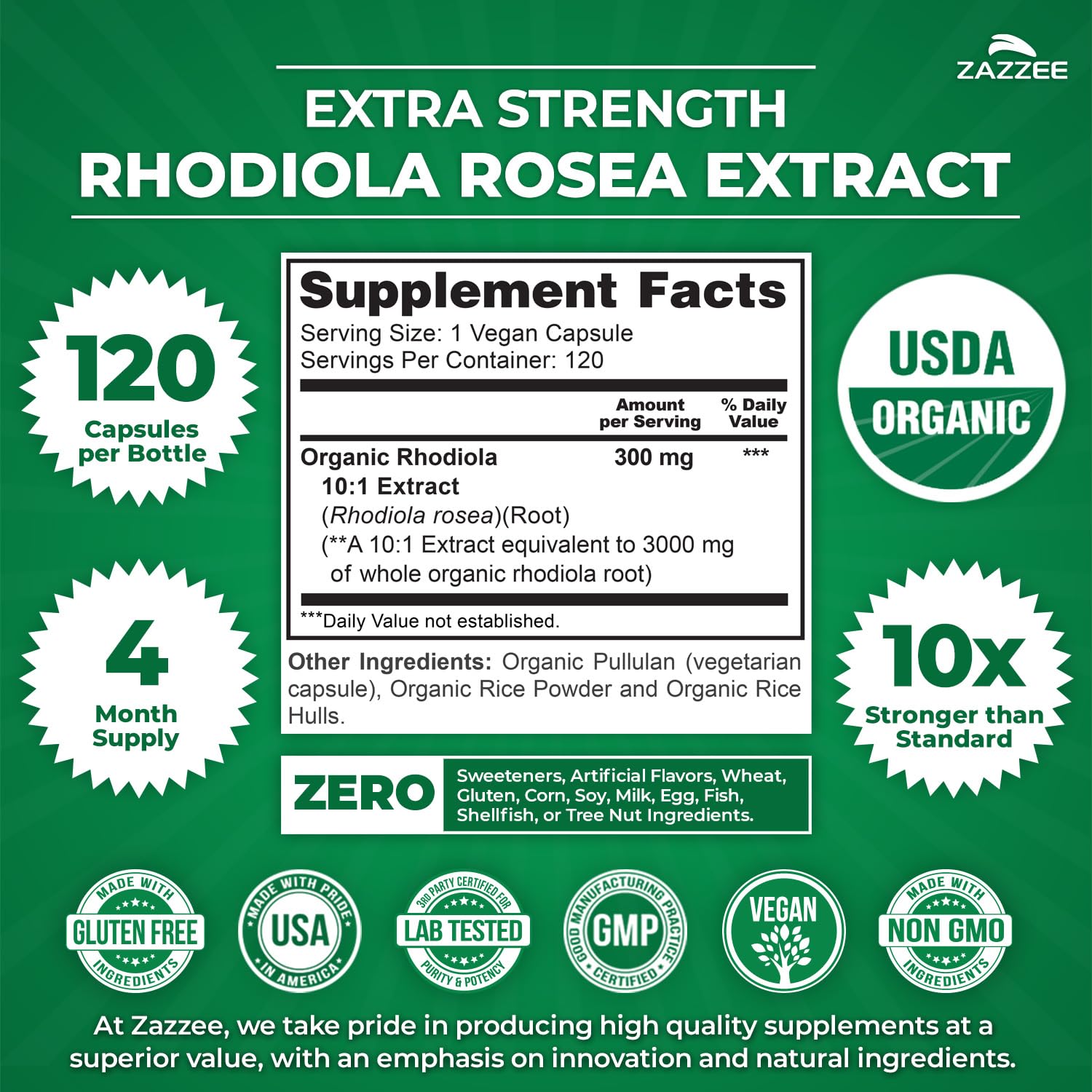 Rhodiola Extract Capsules | Zazzee Naturals

