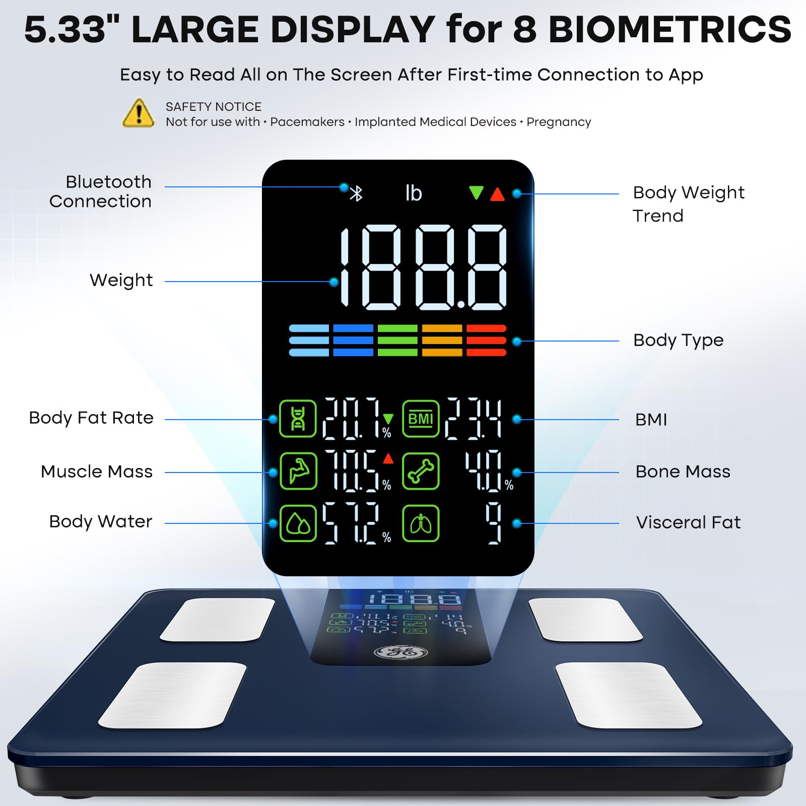 GE Smart Scale with Body Composition Bluetooth App


