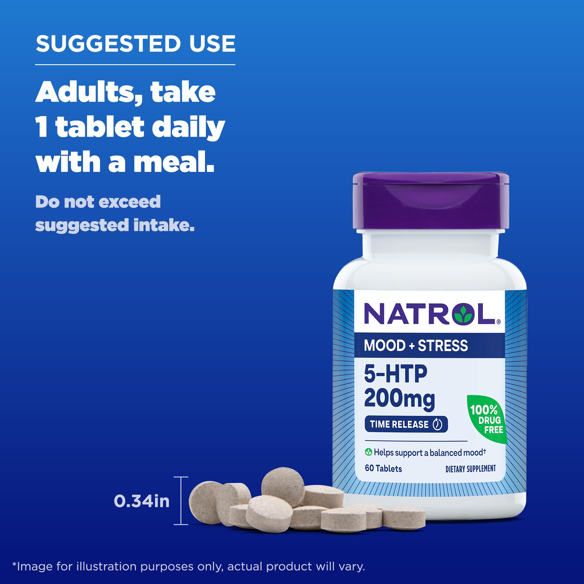 Natrol 5-HTP 200 mg Time Release Mood Support | Drug-Free

