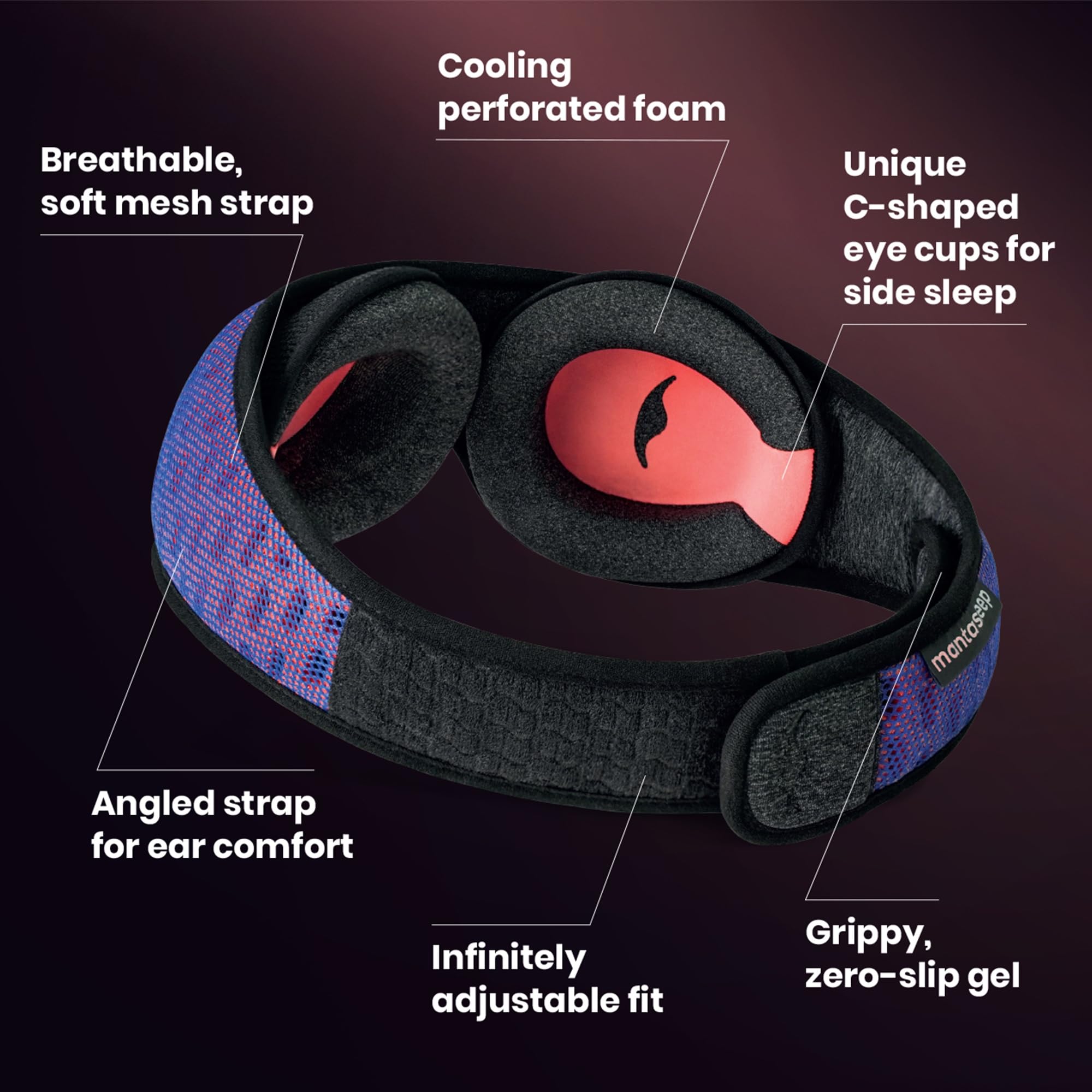 Manta Pro Sleep Mask 100% Light Blocking for Side Sleepers

