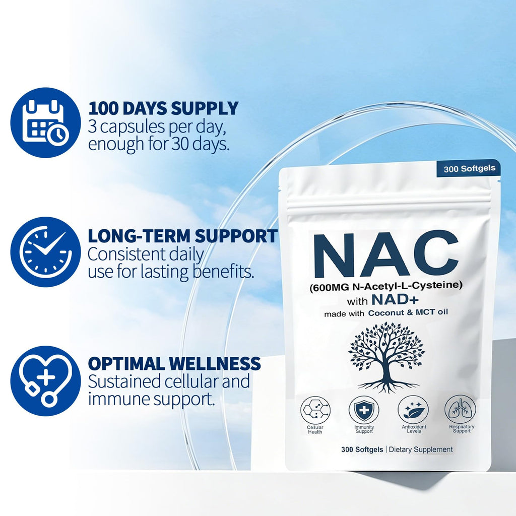 NAC 600mg Supplement Capsules with NAD+ for Lung Health

