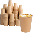 BYSNOW Disposable Kraft Paper Cups for Hot or Cold Beverages
