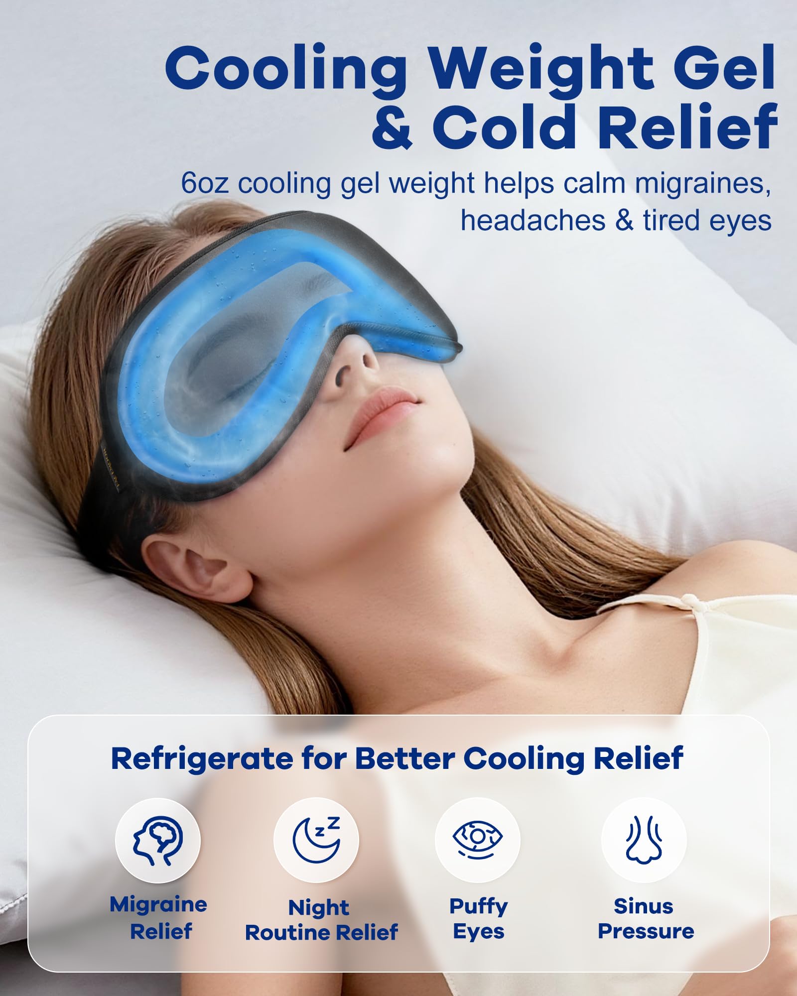 Cooling Gel Eye Mask | 3D Weighted Sleep & Migraine Relief

