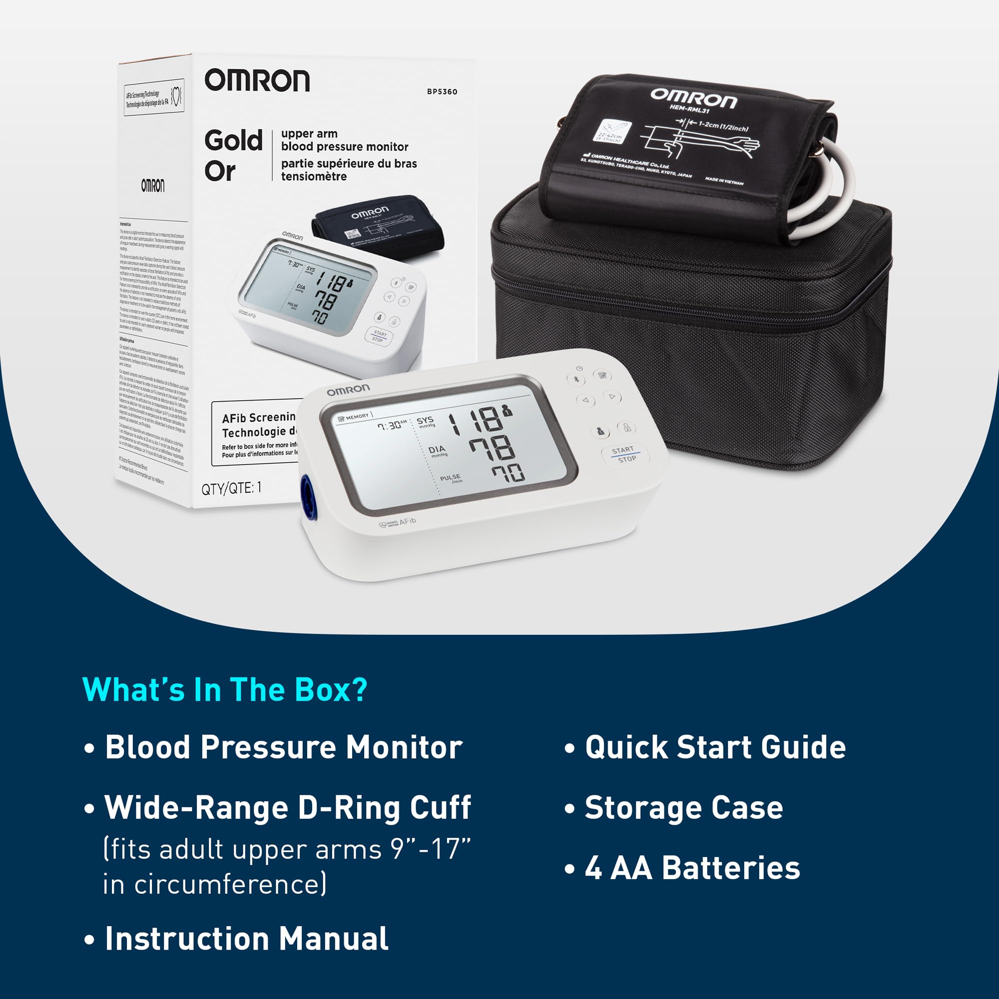 OMRON Blood Pressure Monitor with AFib Detection

