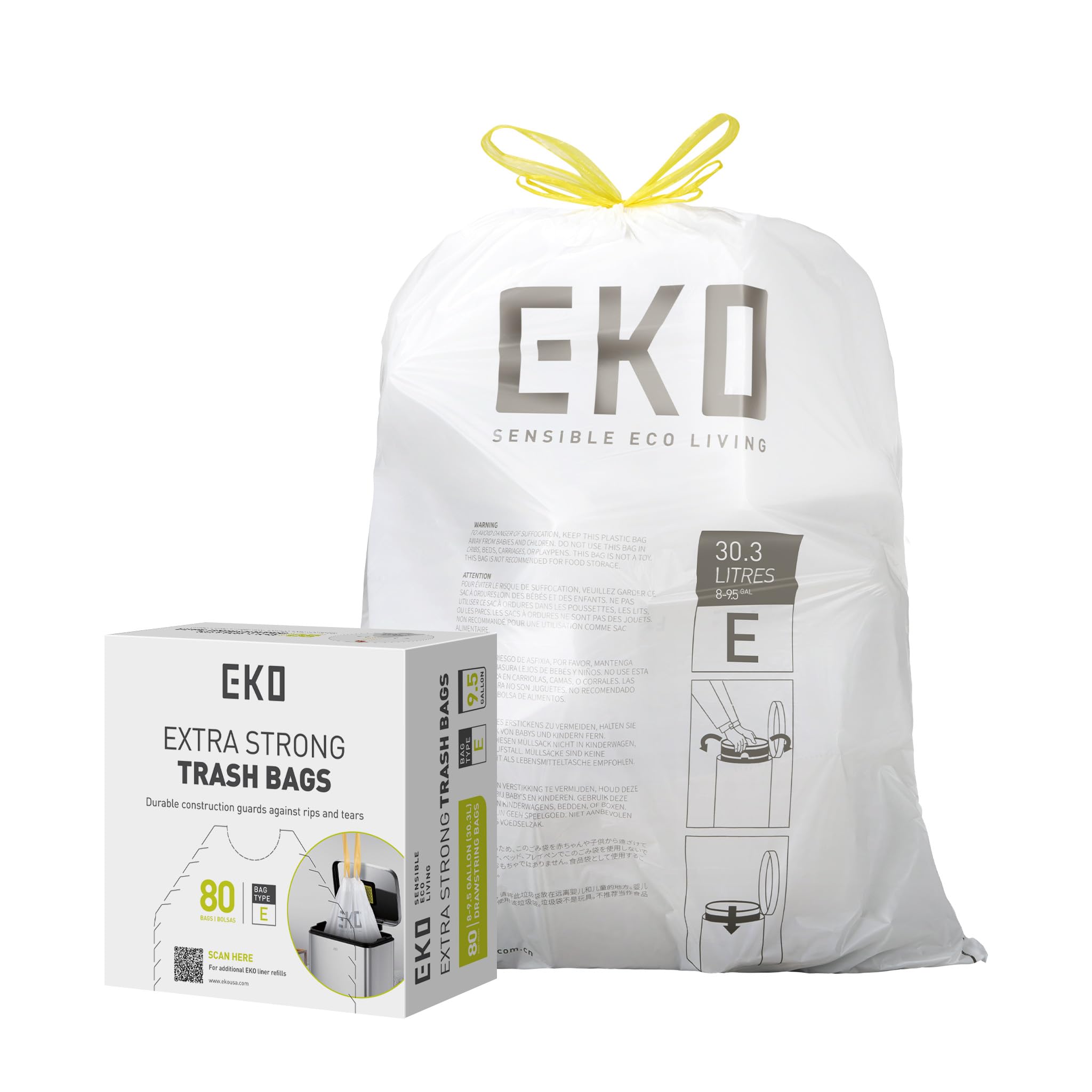 EKO Drawstring Trash Bags for Kitchen & Home