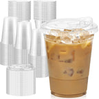 Dealusy Clear Plastic Cups with Lids | 100 Cups and Lids

