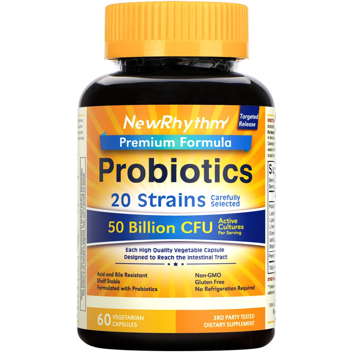 NewRhythm Probiotics 50 Billion CFU with 20 Strains – Targeted Release Capsule