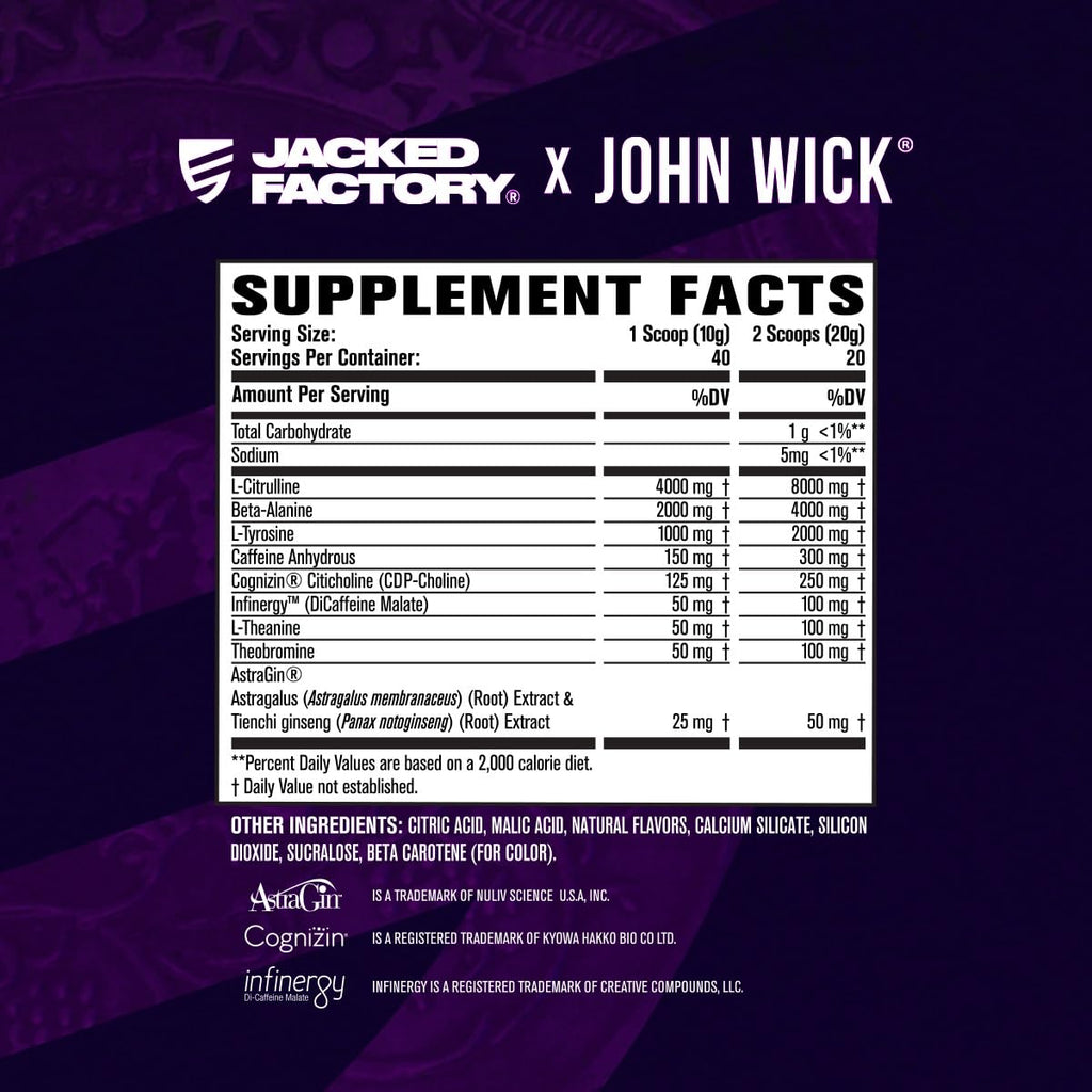 Jacked Factory X John Wick Wick Mode Pre Workout Powder

