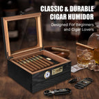 Tesonway Cedar Cigar Humidor with Glass Top


