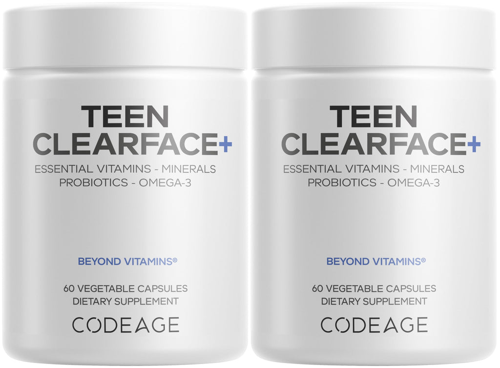 Codeage Teen Clearface Skin Vitamins for Teens - A C D3 E + Zinc