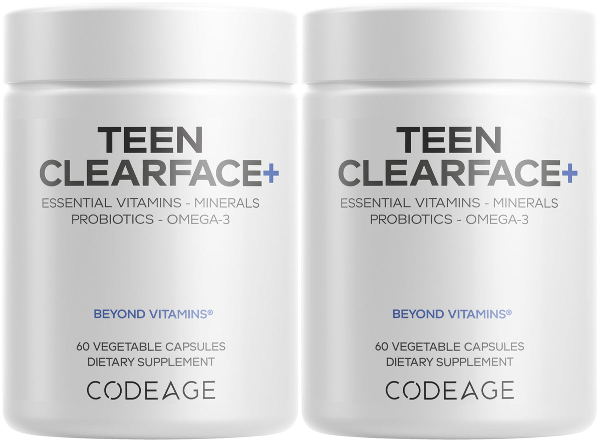 Codeage Teen Clearface Skin Vitamins for Teens - A C D3 E + Zinc