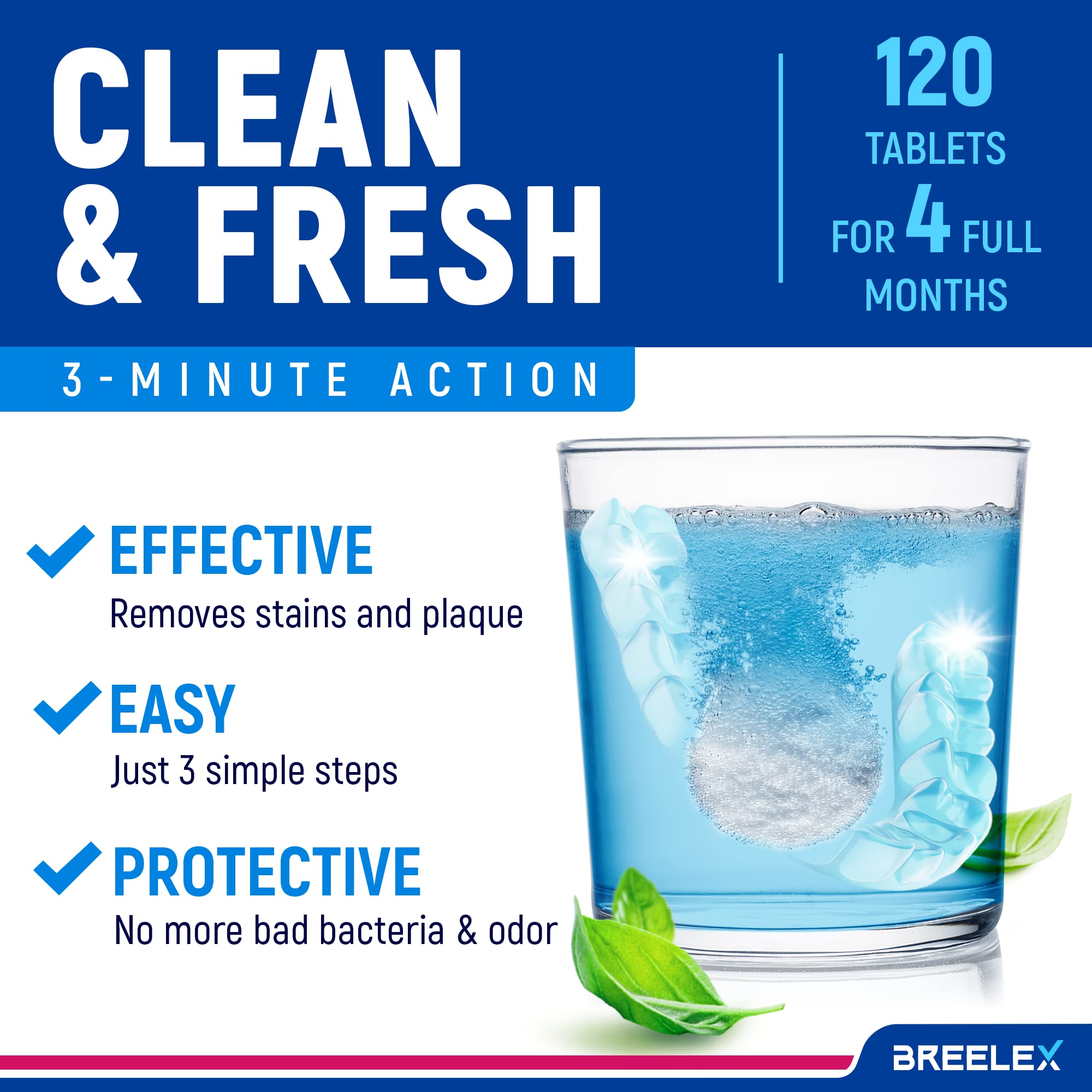 Breelex Retainer Cleaner Tablets for Dentures & Aligners

