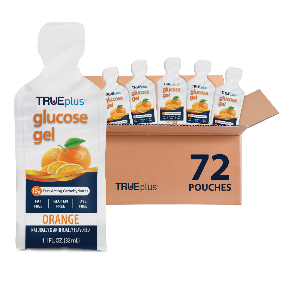 TRUEplus Glucose Gel Pouch – 15g Fast-Acting Carbs, Fat Free, Gluten Free