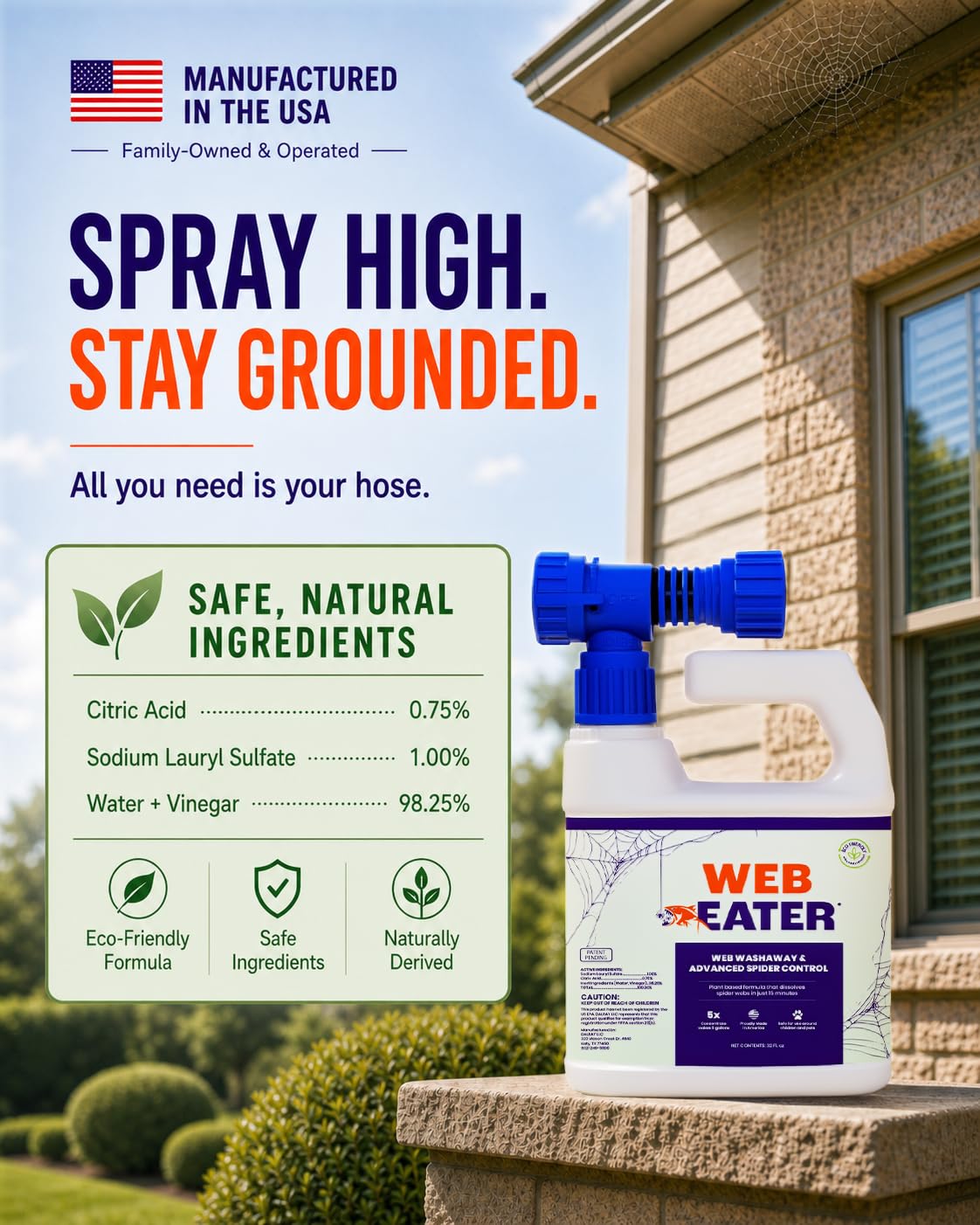Advanced Outdoor Spider Web Dissolver and Repellent Pet Safe

