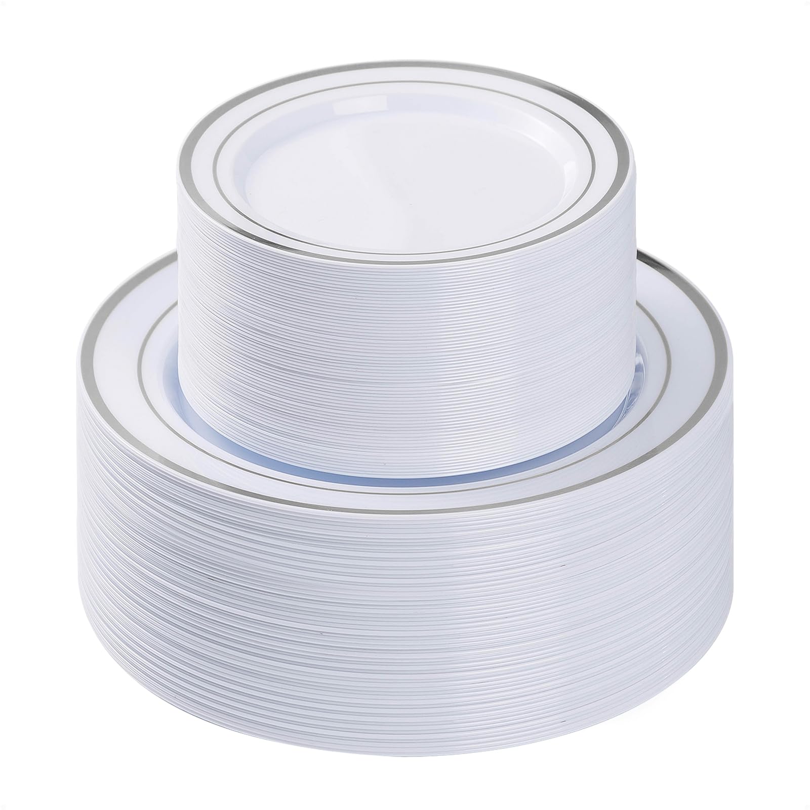 BESTVIP Disposable Plastic Plates Set for Parties - Dinner and Dessert Plates