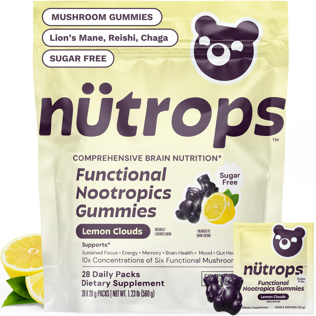 Grüns Nutrops Nootropics Mushroom Gummies for Brain Health