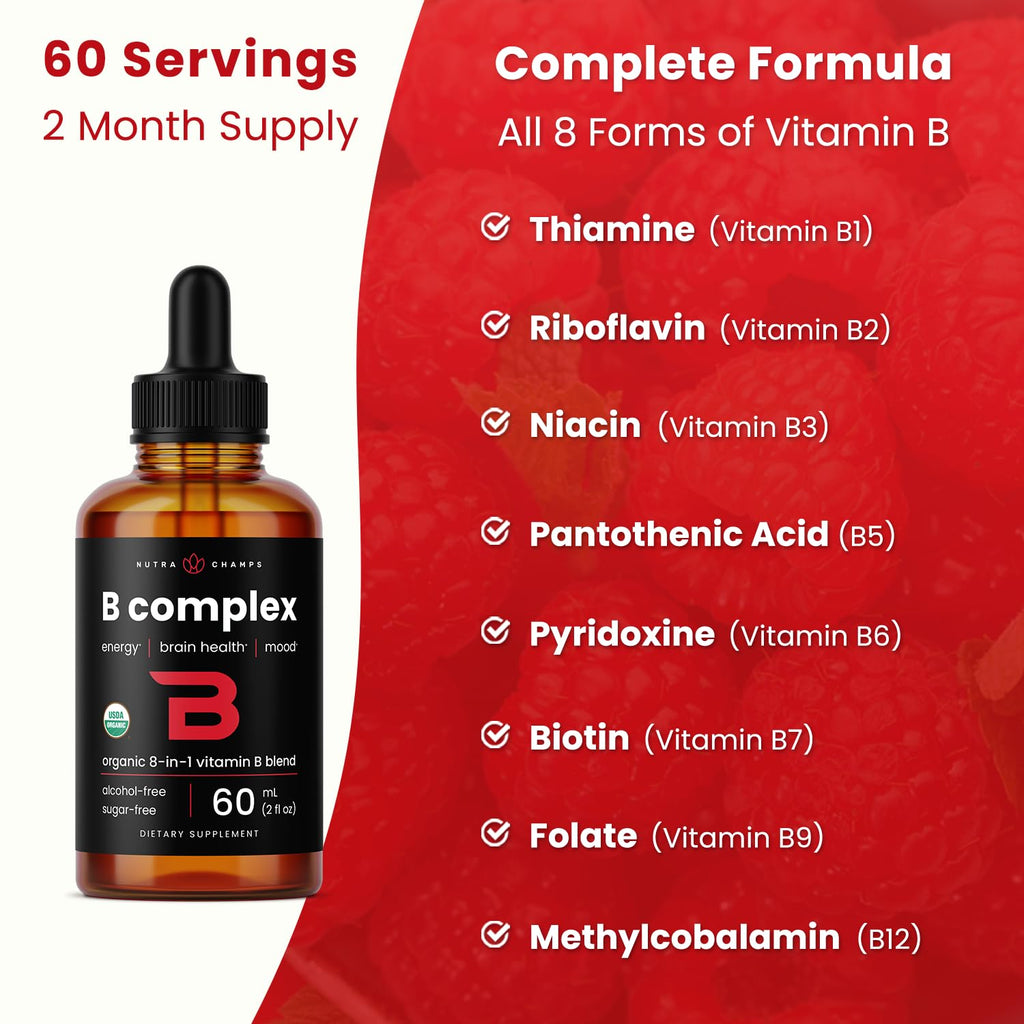 Vitamin B Complex Liquid Drops - USDA Organic B12

