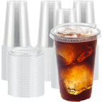 Clawsoff Clear Plastic Cups with Lids for Cold Drinks

