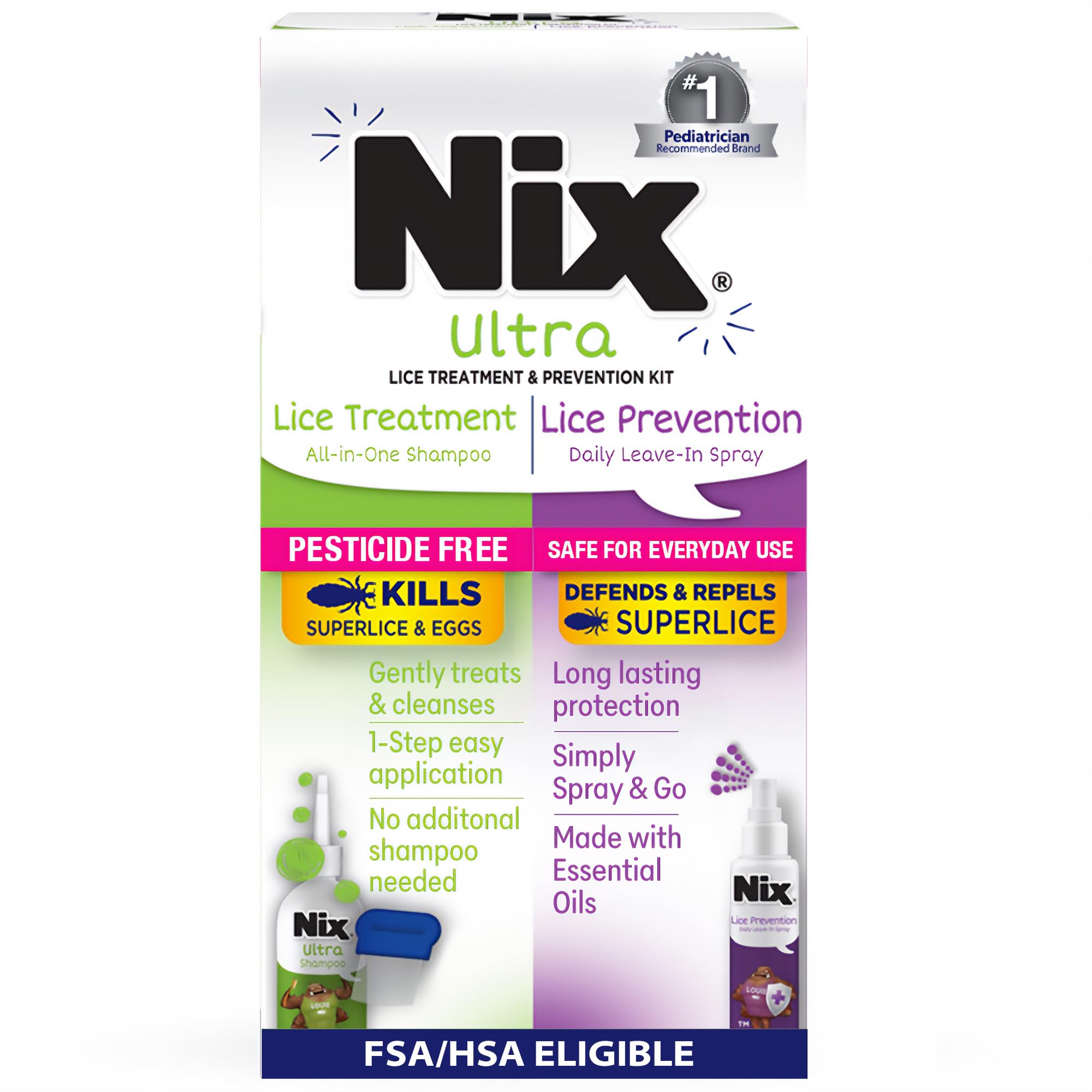Nix Ultra Lice Treatment & Prevention Kit - Shampoo, Comb

