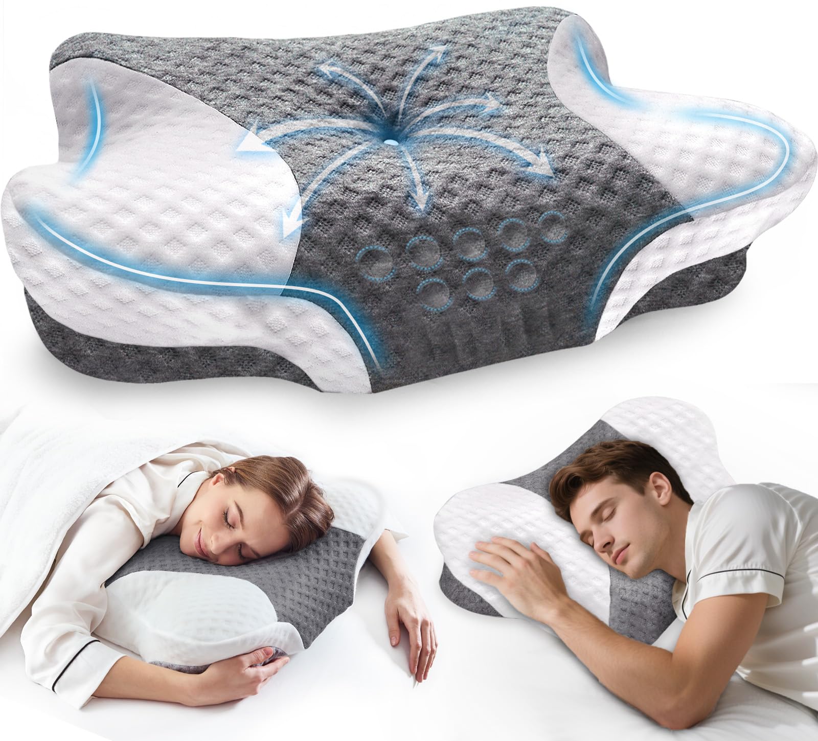 VJASAD Cervical Neck Pillow with Memory Foam

