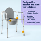Medline 3-in-1 Steel Bedside Commode - Folding Frame

