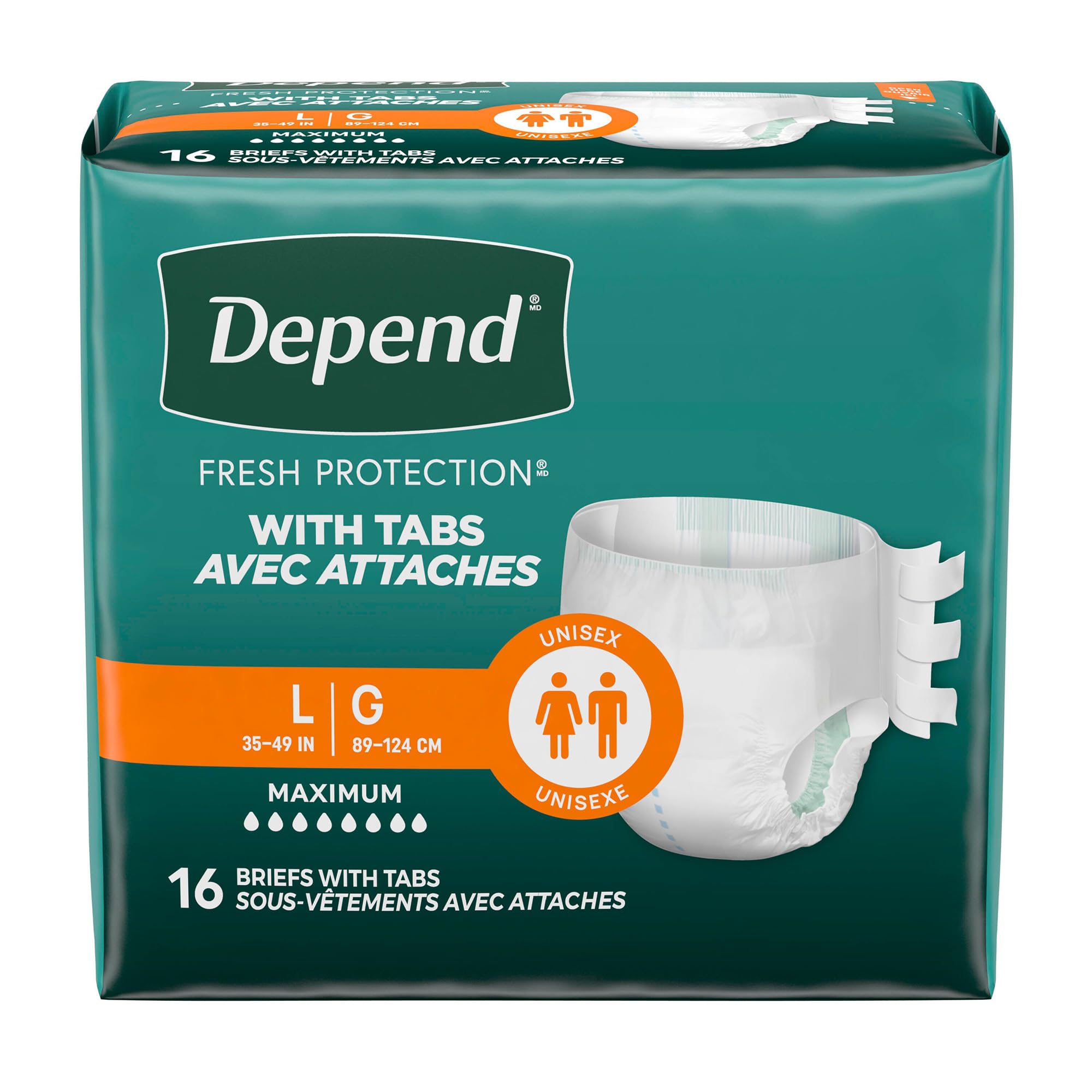 Depend Protection with Tabs Adult Diapers - Max Absorbency