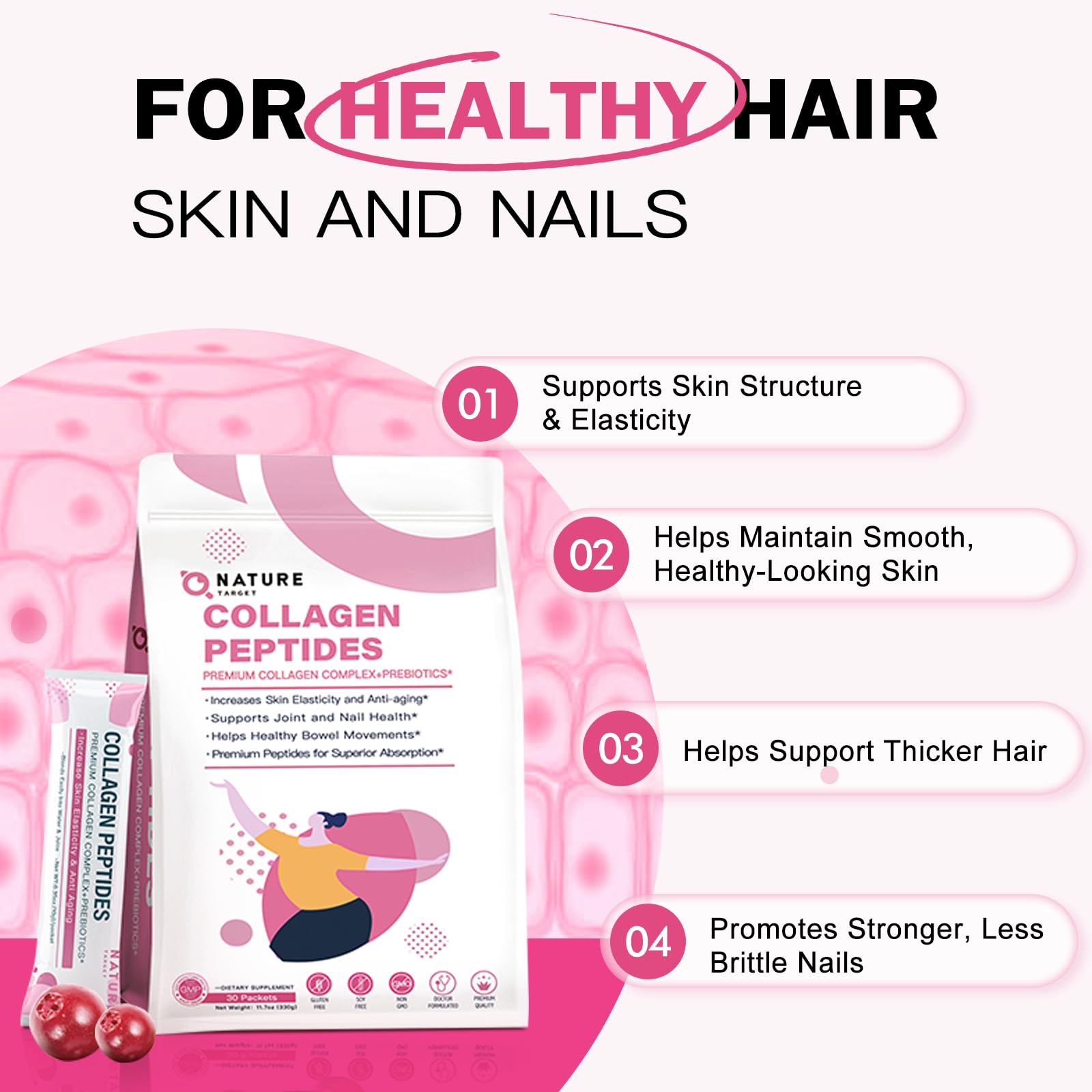 Nature Target Multi Collagen Peptides Powder | Skin and Nails


