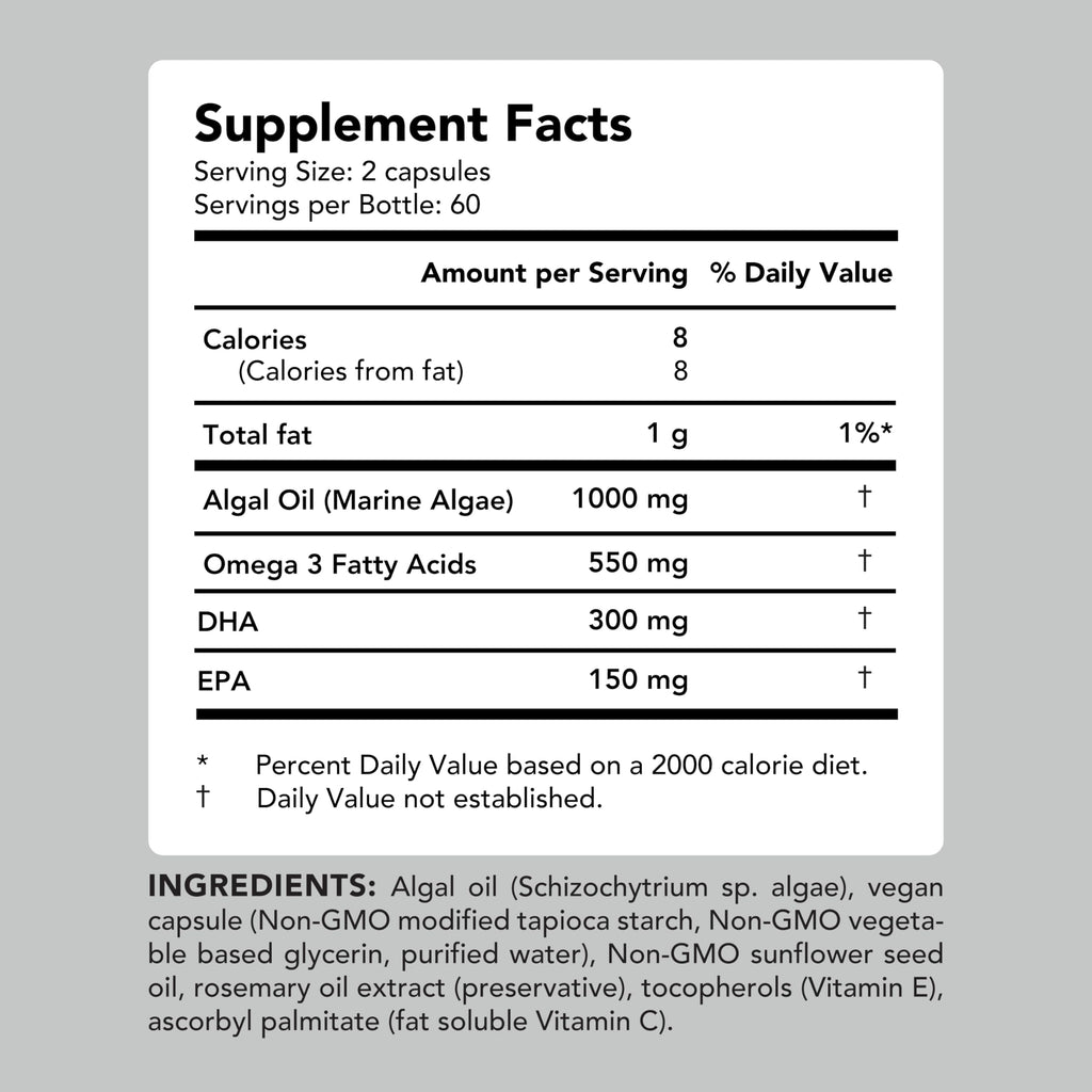 AMANDEAN Vegan Omega-3 Softgels with Algae DHA & EPA

