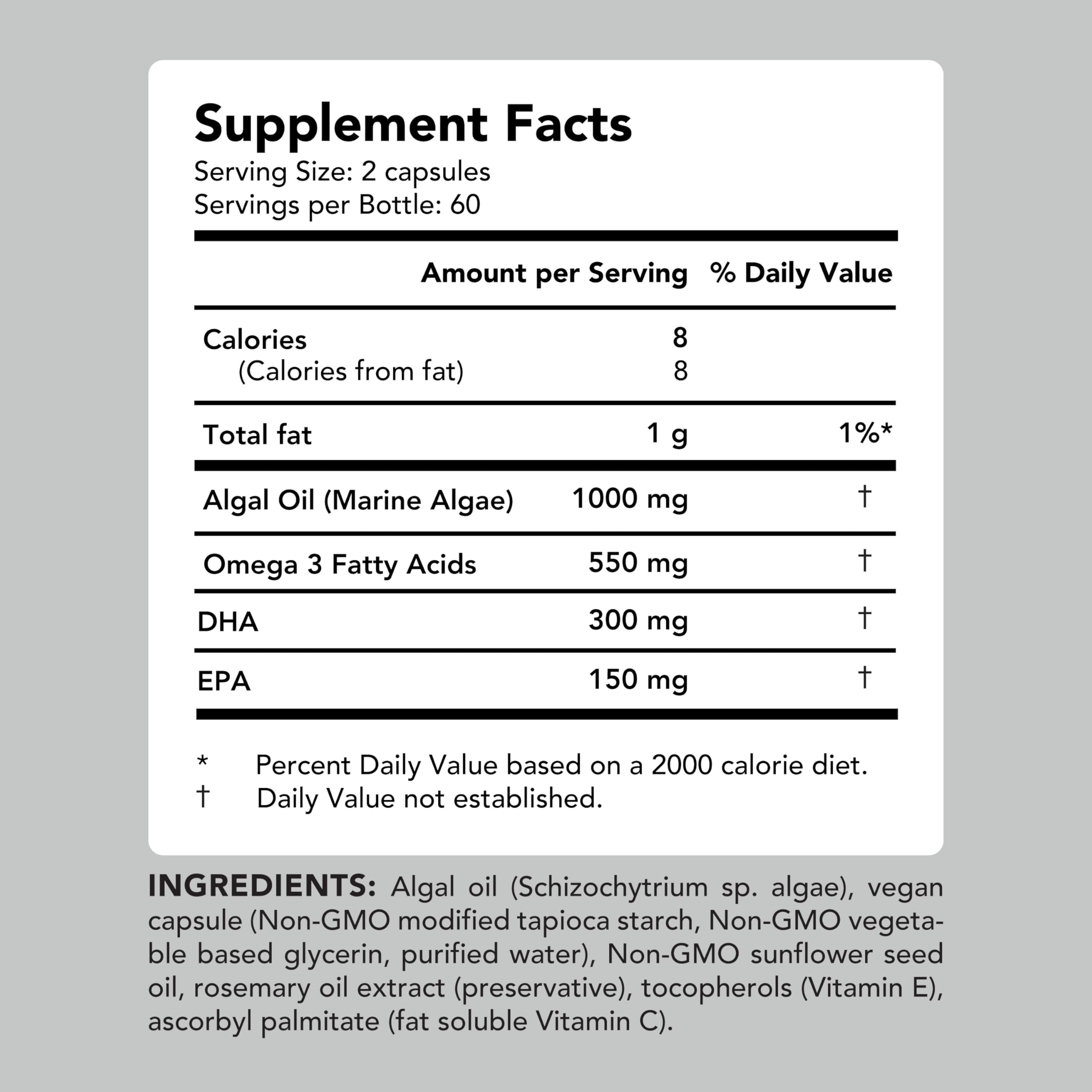 AMANDEAN Vegan Omega-3 Softgels with Algae DHA & EPA

