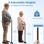 KingPavonini Folding Walking Cane Quad Base 350 lb Capacity

