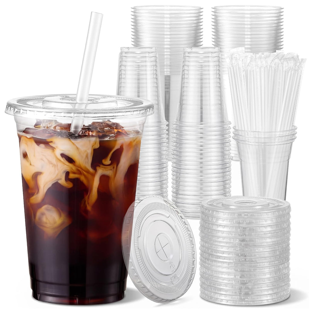 VITEVER Clear Plastic Cups with Lids and Straws – BPA Free

