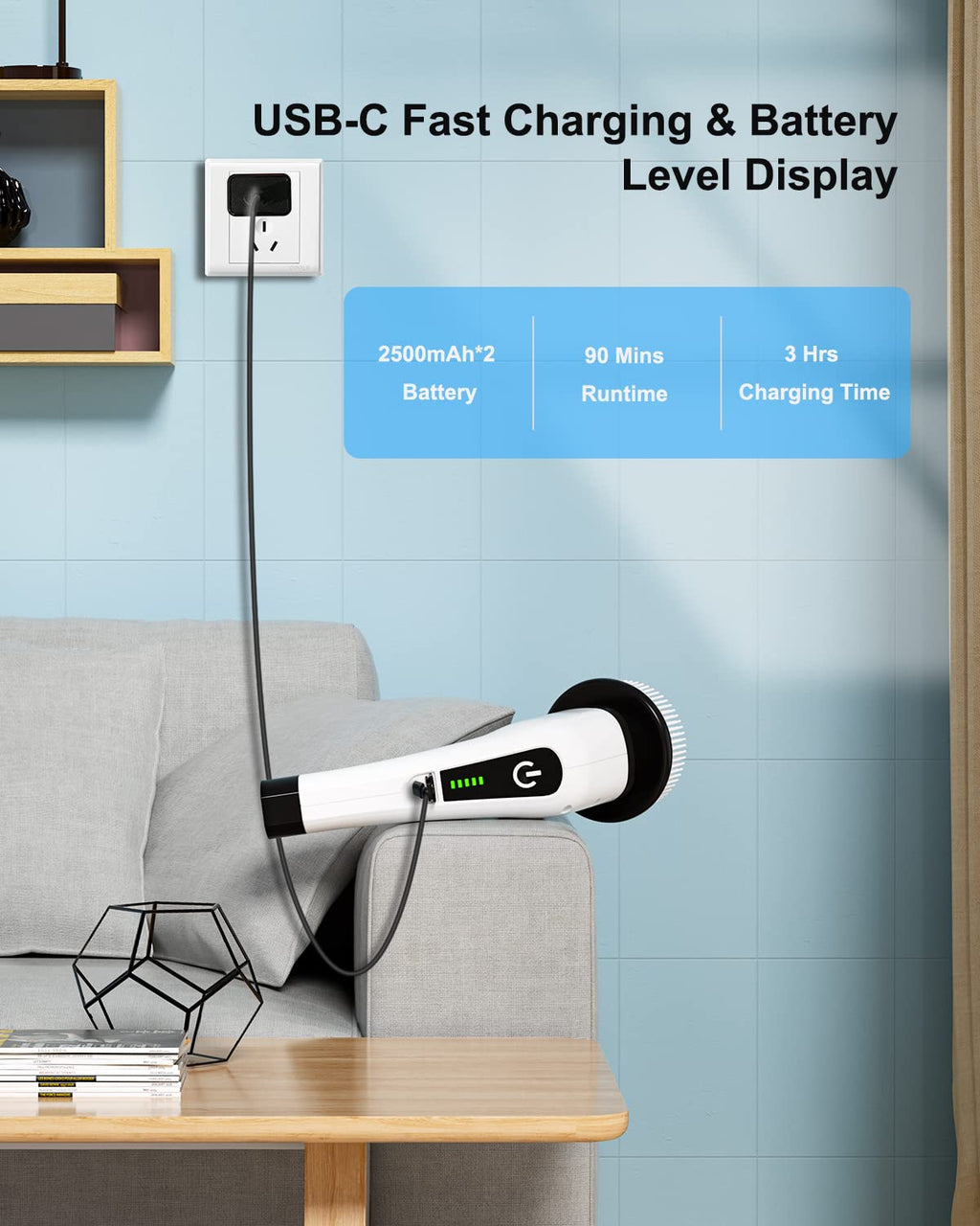 Leebein Electric Spin Scrubber Cordless with 8 Heads

