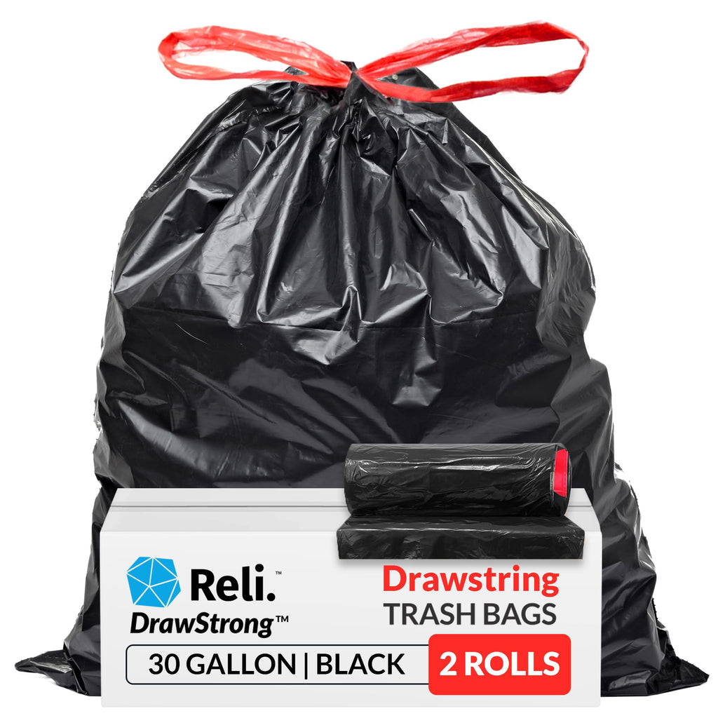 Trash Bags by Reli. - Heavy-Duty Drawstring | Tear-Resistant

