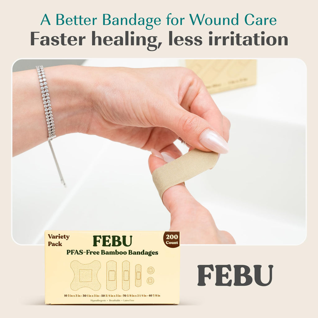 FEBU Bamboo Bandages PFAS Free Latex Free Biodegradable

