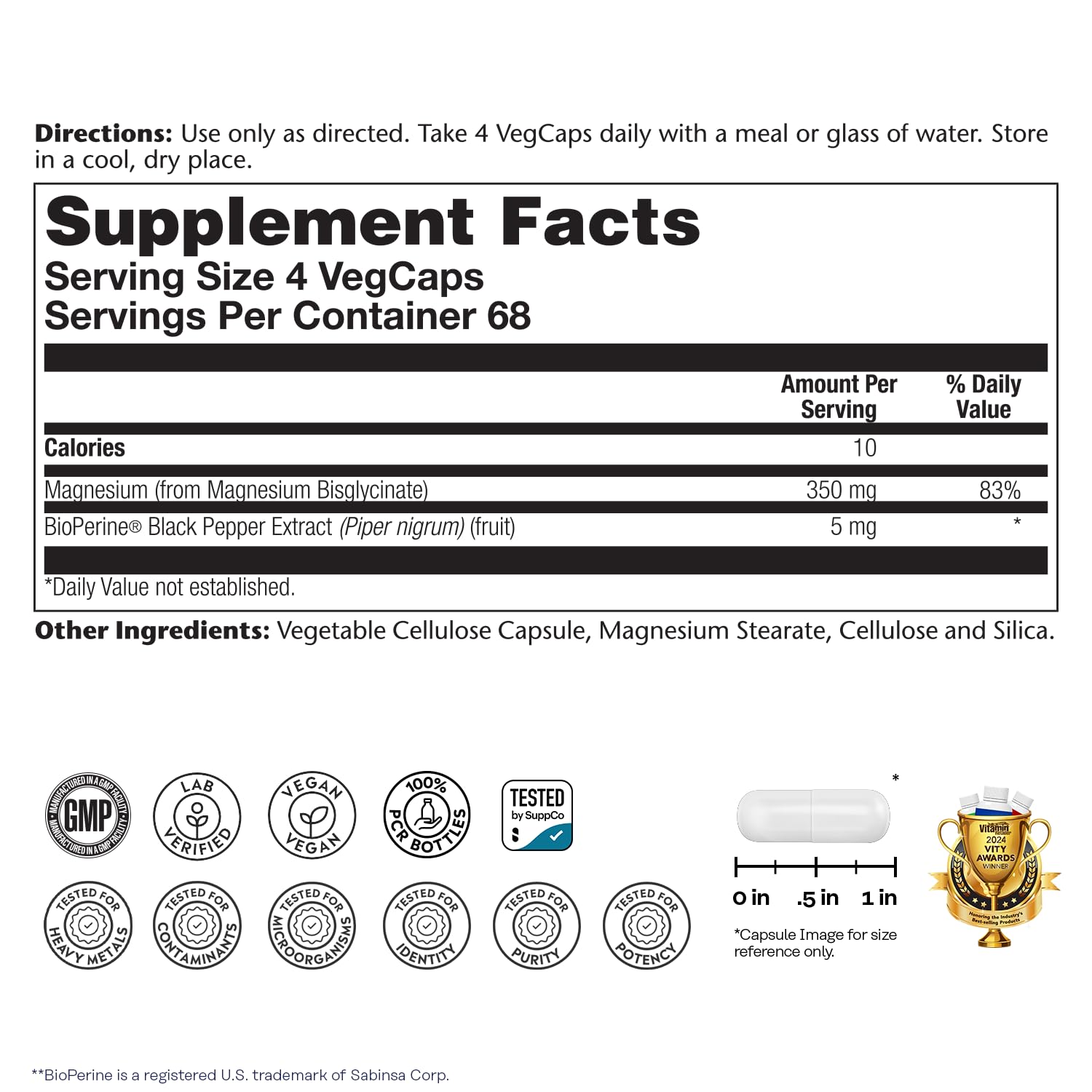 SOLARAY Magnesium Glycinate Capsules | BioPerine

