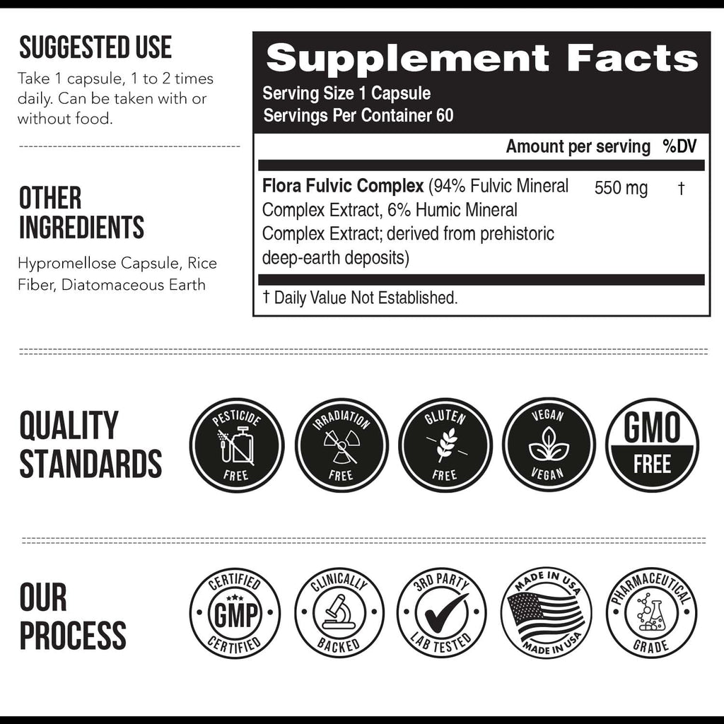 Flora Fulvic Acid + Humic Complex | Dietary Supplement

