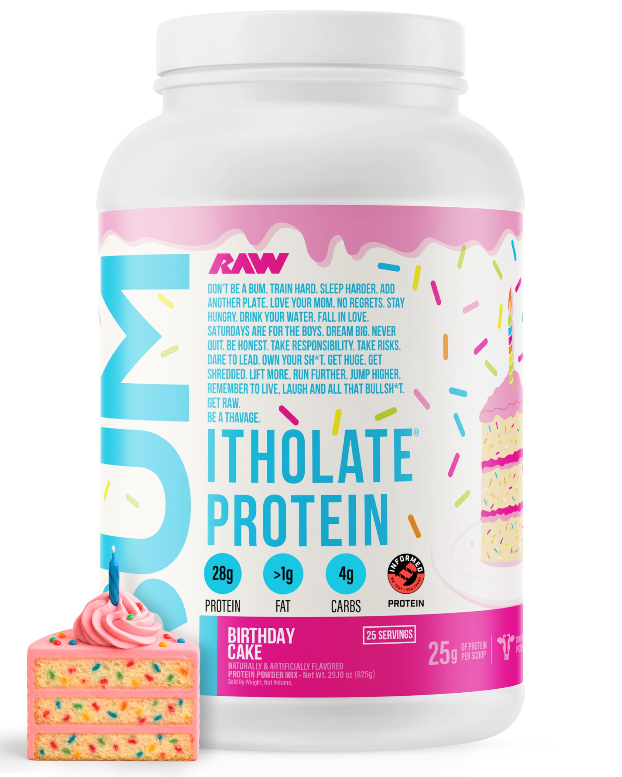 RAW Whey Isolate Protein Powder - Grass-Fed Low Fat Low Carb - 25 Servings