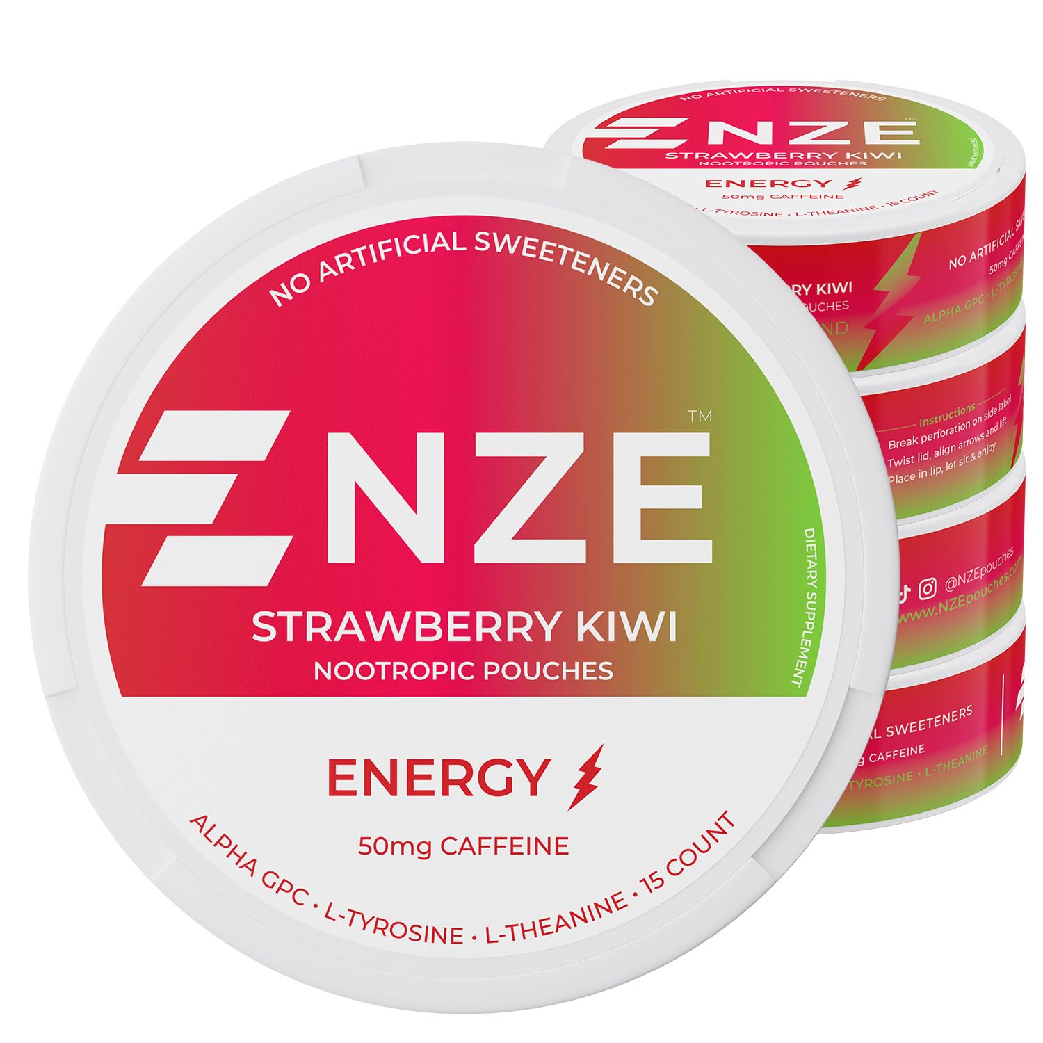 NZE Caffeine Nootropic Pouches - Sugar-Free Energy & Focus