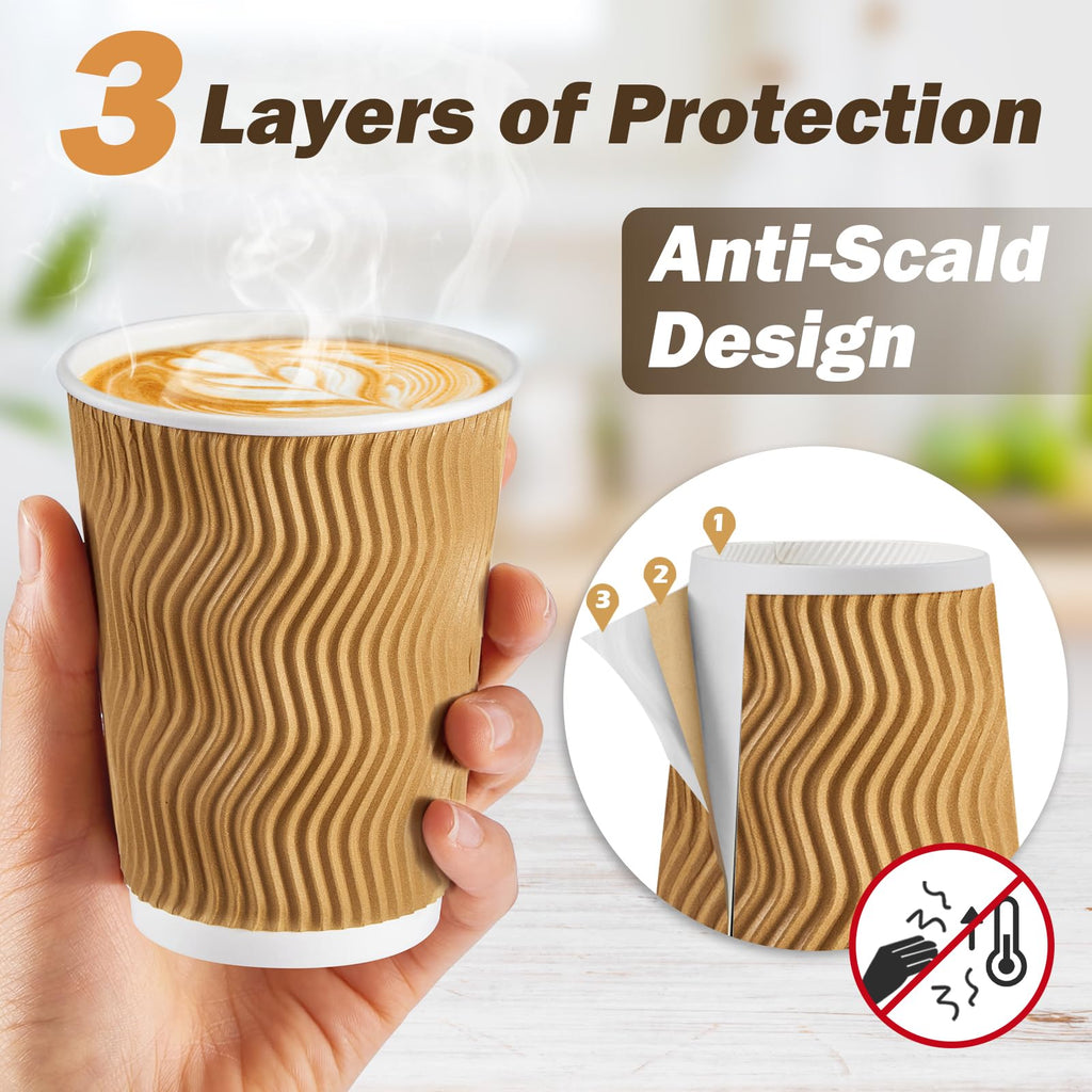 SIUQ Coffee Cups - Insulated Disposable Cups with Lids

