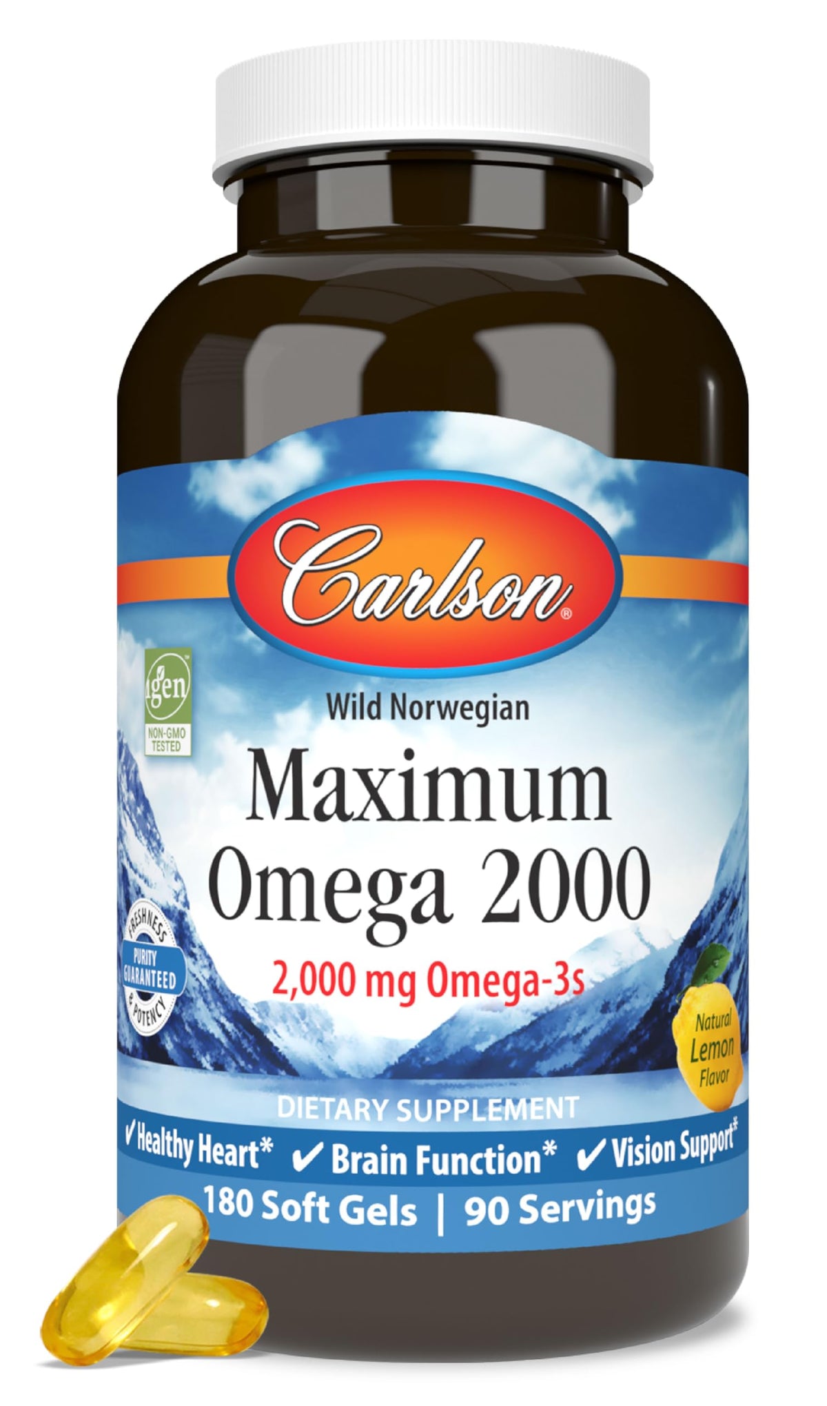 Carlson Maximum Omega 2000 Omega-3 Fish Oil Softgels