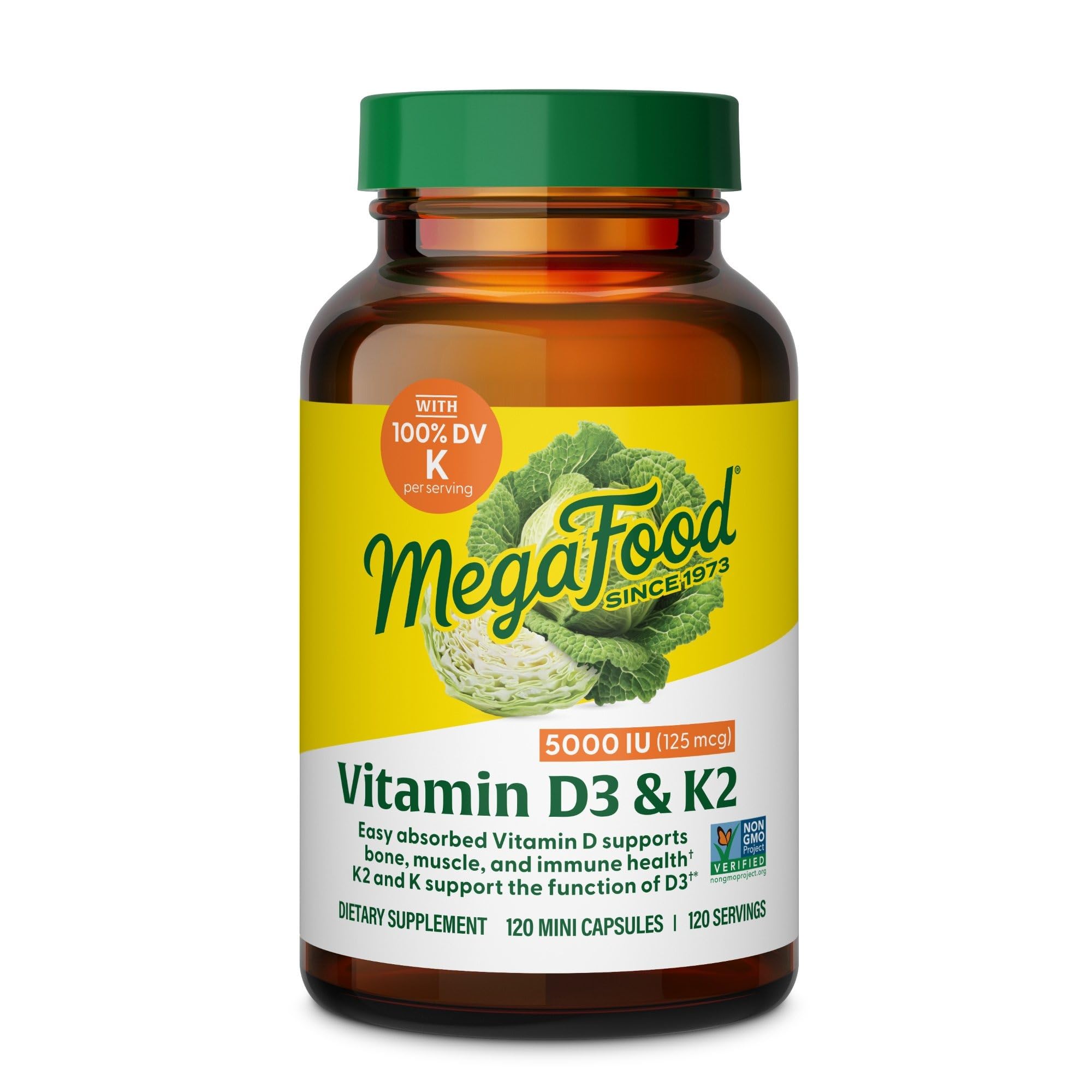 MegaFood Vitamin D3 5000 IU with K2 – Vegetarian Supplement

