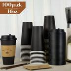 LITOPAK Disposable Paper Cups with Lids, Sleeves & Stirrers

